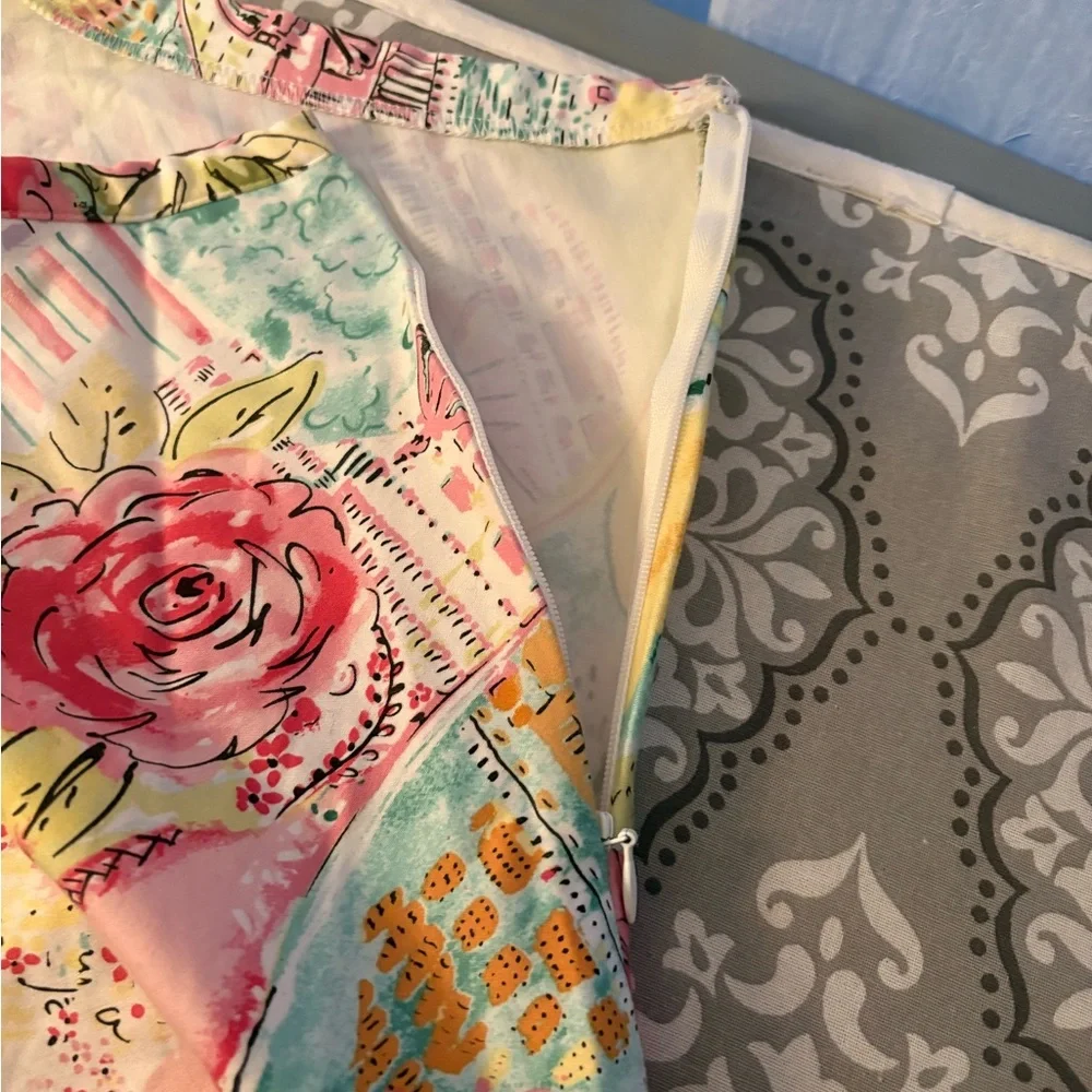 Chadwick's Pink & Yellow Floral Print Skirt - Picture 9 of 10